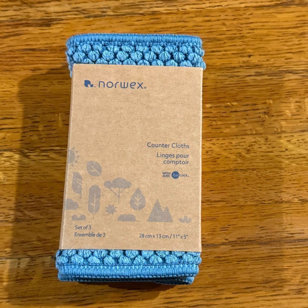 Norwex Counter Cloths Light Blue Set of 3 NWT
